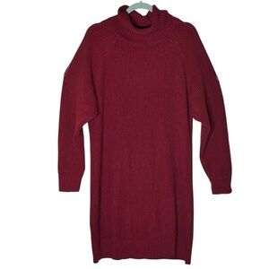 INC International Concepts Sweater Dress Burgundy Cotton Acrylic Women’s Large